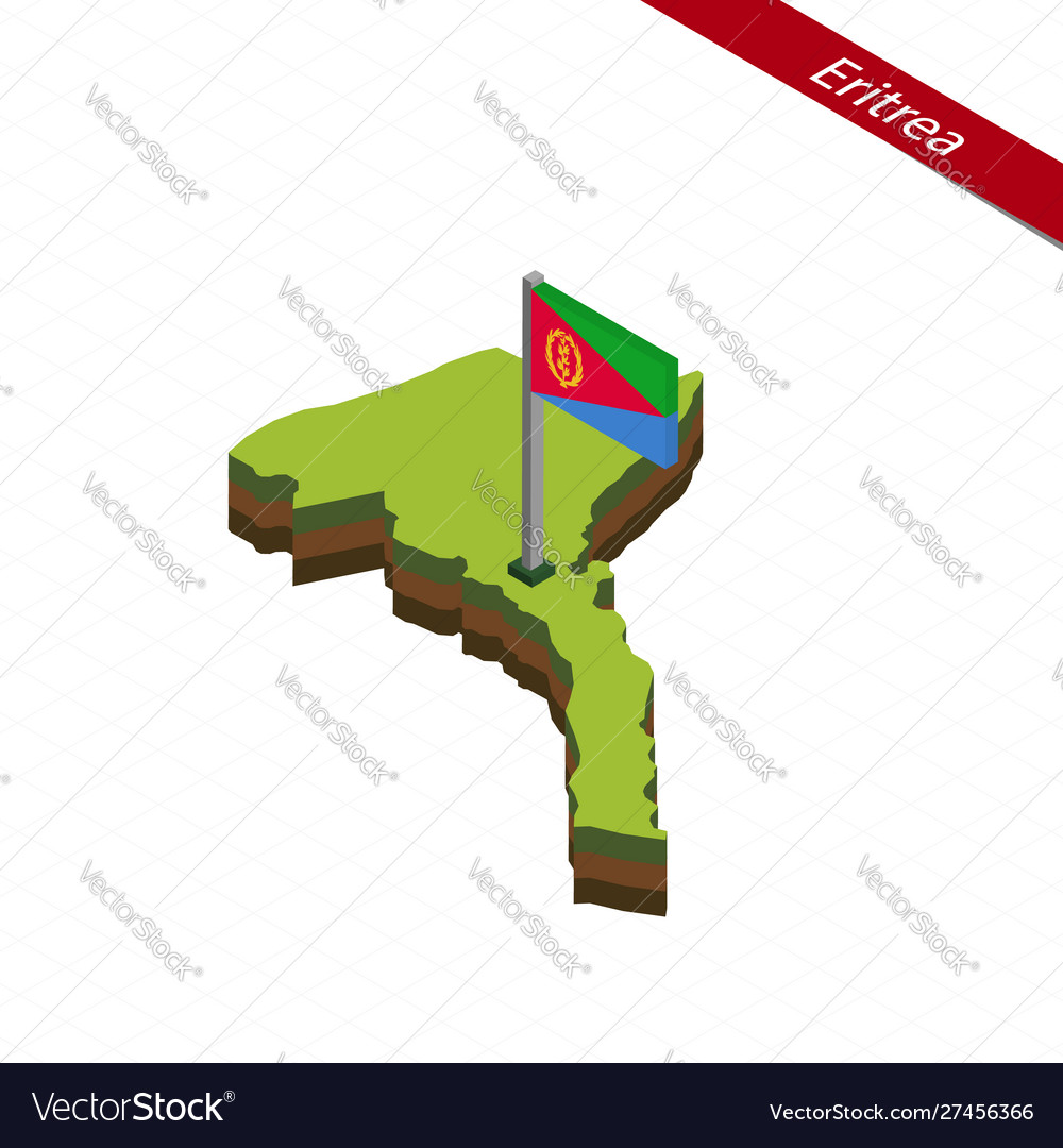 Eritrea isometric map and flag