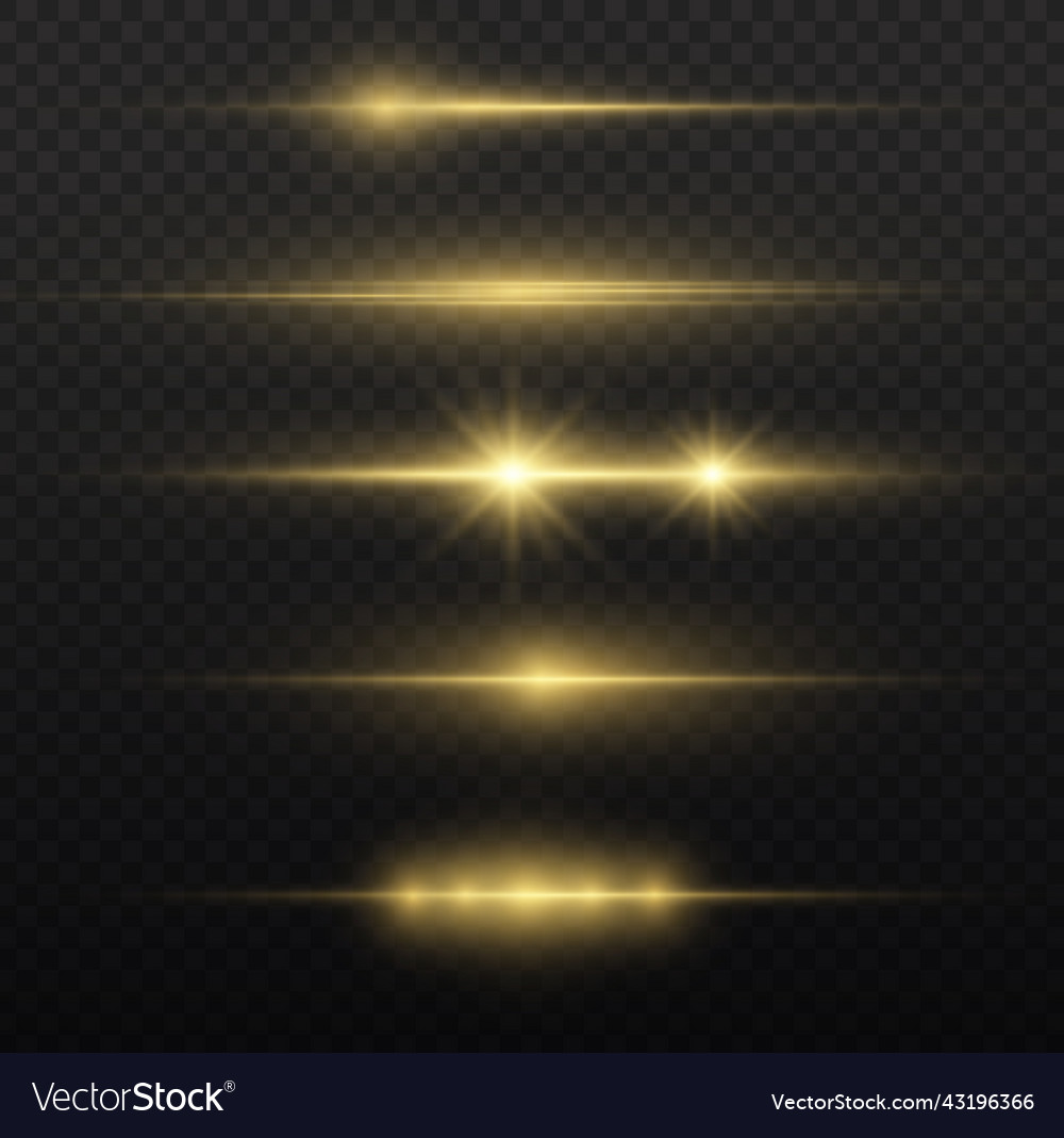 Glowing gold line horizontal light rays flash Vector Image Glowing gold line horizontal light rays flash Vector Image