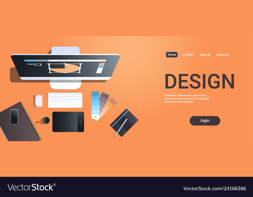 graphic-designer-creative-workplace-design-studio-vector-image