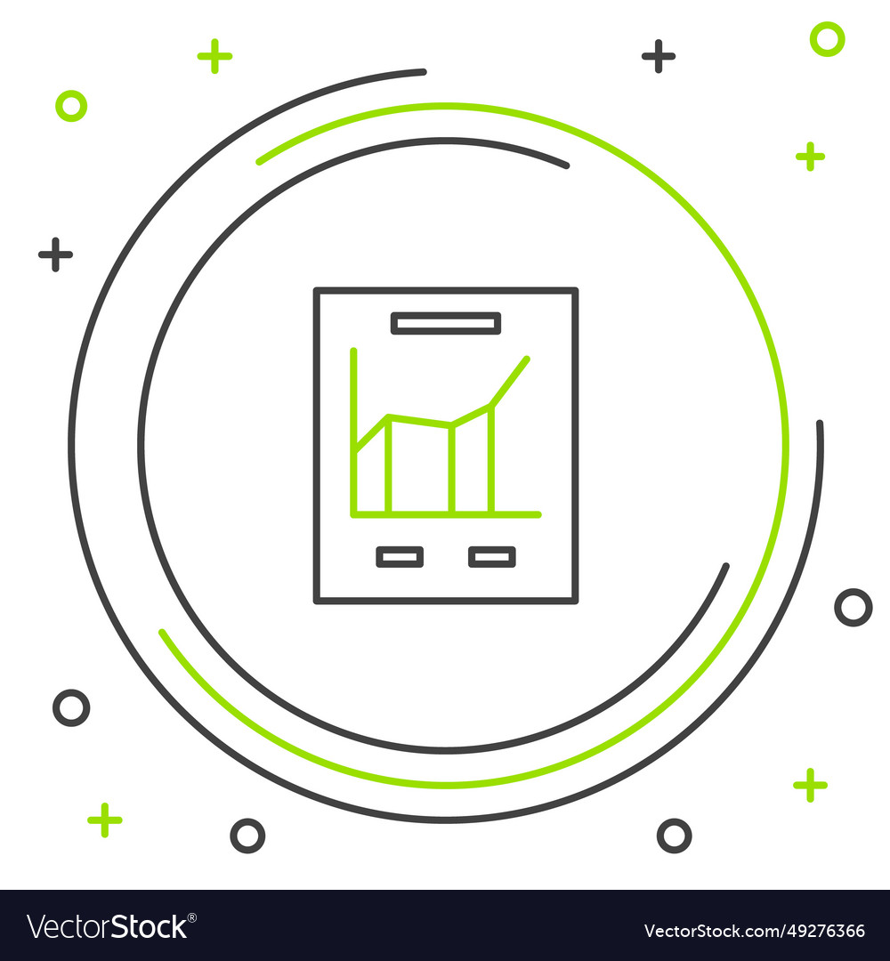 Line document with graph chart icon isolated