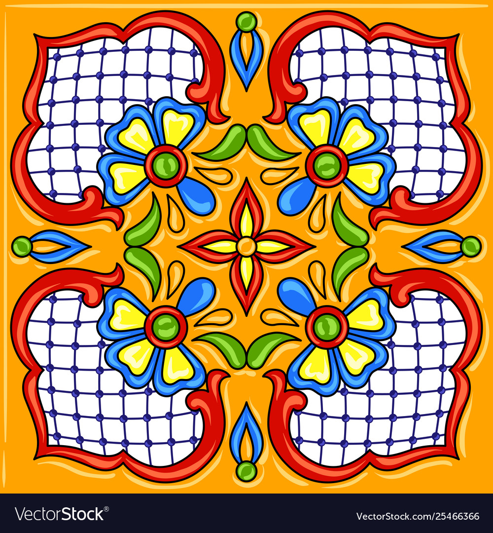 Mexican talavera ceramic tile pattern