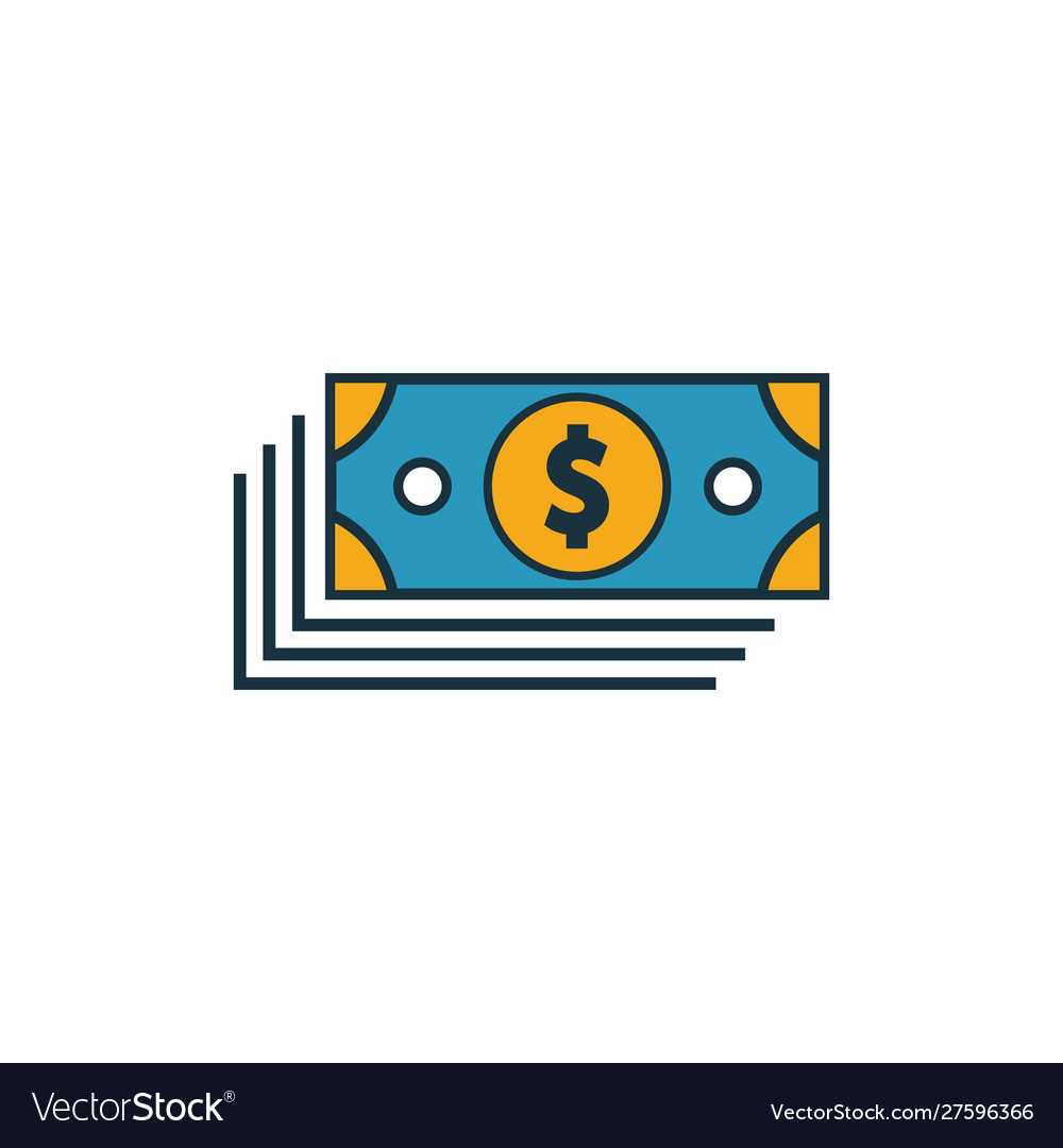 Money notes icon set four elements in different