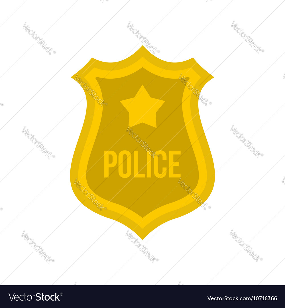 Police badge icon flat style