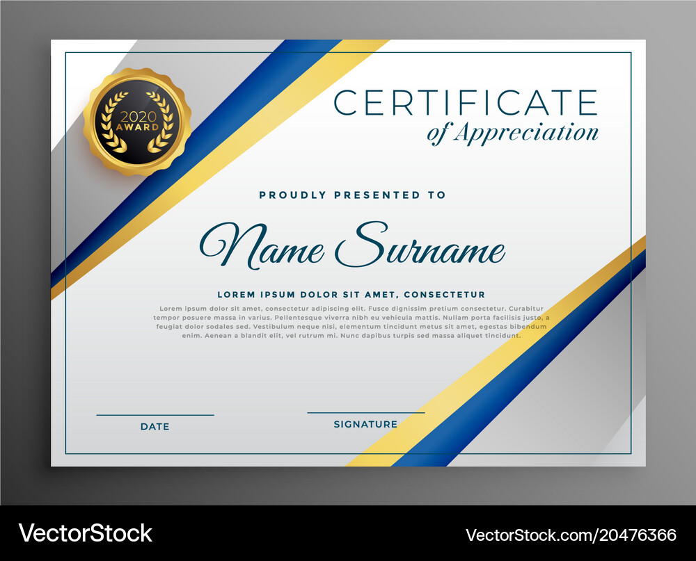 Professional certificate tempplate design with Vector Image
