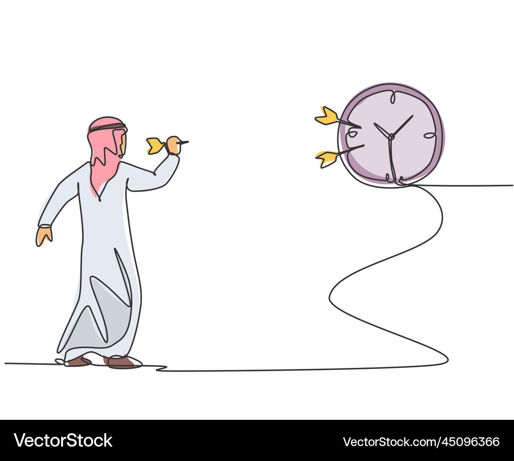 Single continuous line drawing young arab Vector Image