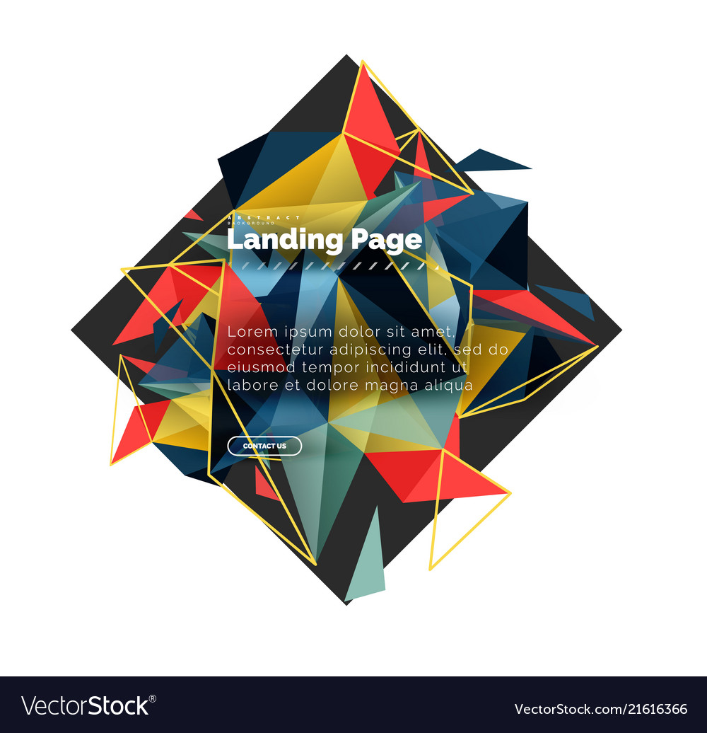 Triangular design abstract background landing vector image Triangular design abstract background landing