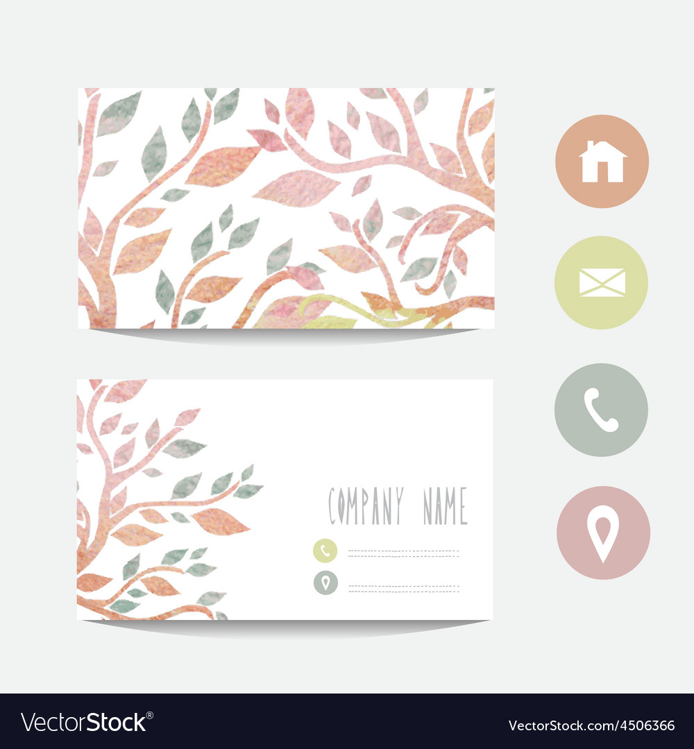 Watercolor Business Card - Leaf Motif