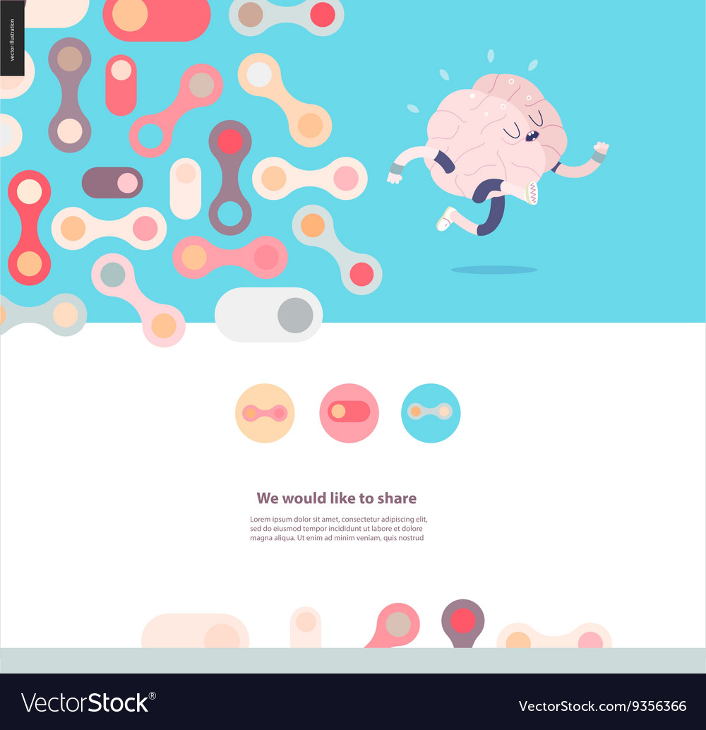 Web design template with running brain
