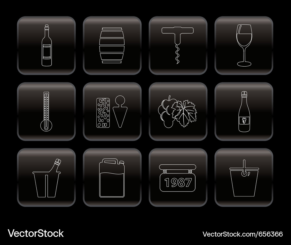 Wine icons Royalty Free Vector Image - VectorStock