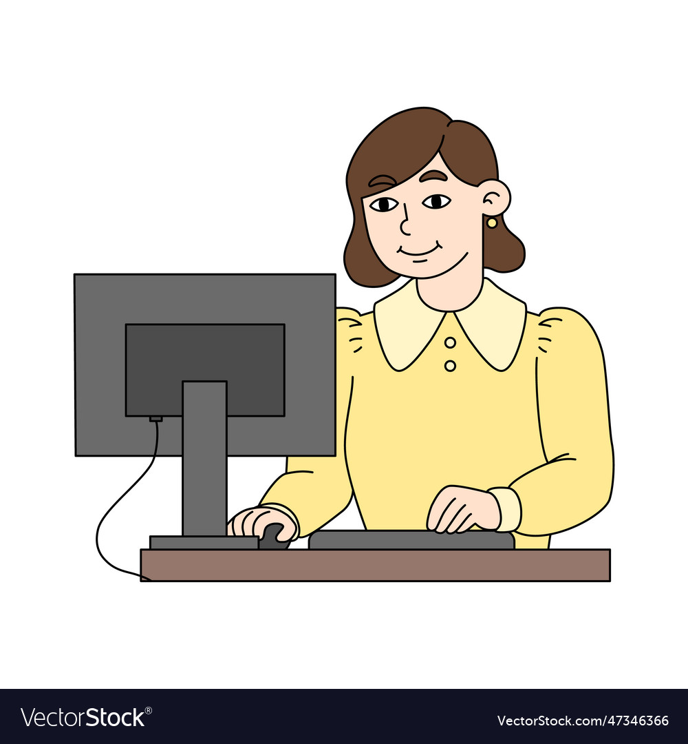 Woman in a suit working on the computer Royalty Free Vector