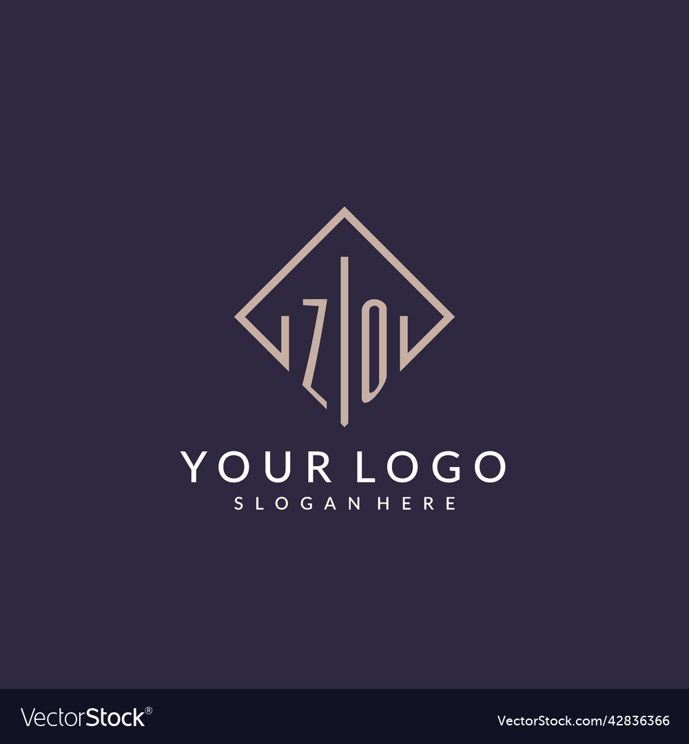 Zo initial monogram logo with rectangle style Vector Image Zo initial monogram logo with rectangle style