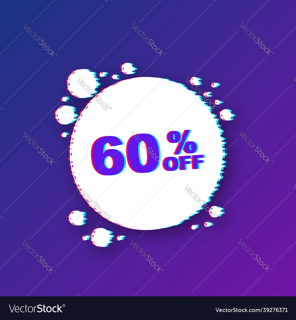 60 percent off sale discount banner glitch icon