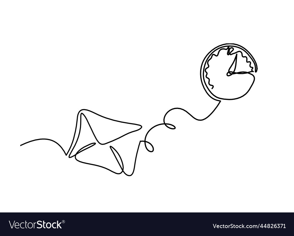 Abstract paper envelope with clock as line