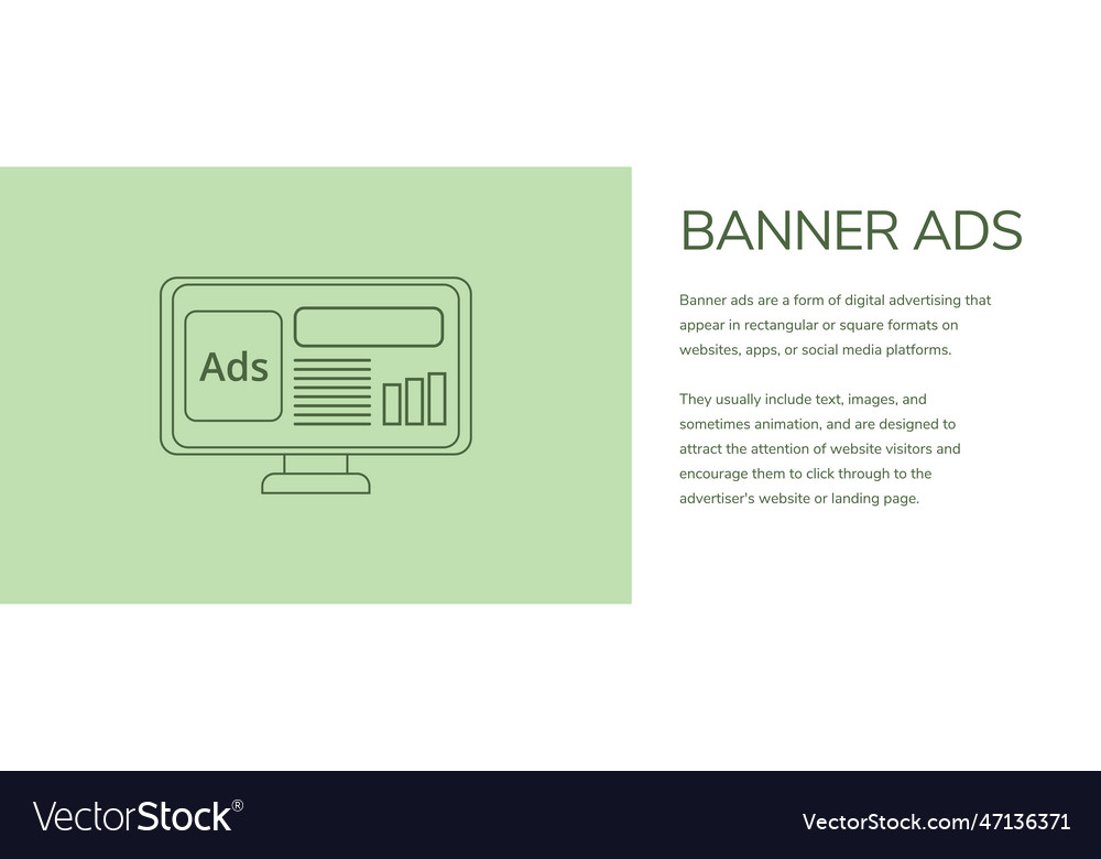 Banner ads on white and green background