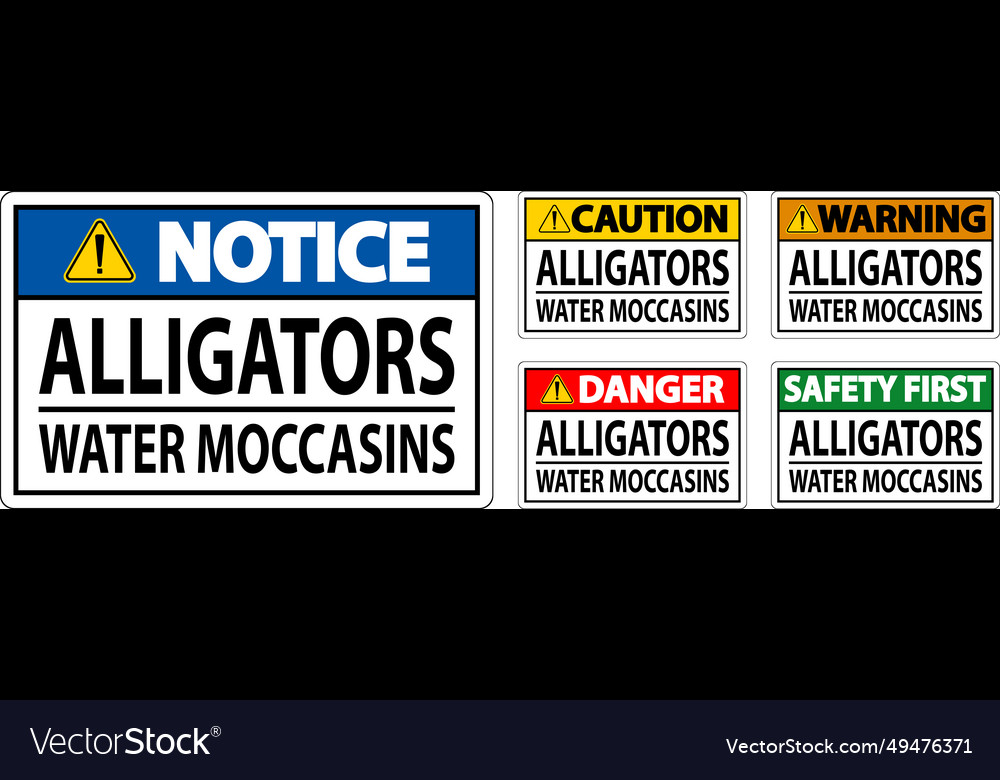 Danger sign alligators - water moccasins Vector Image