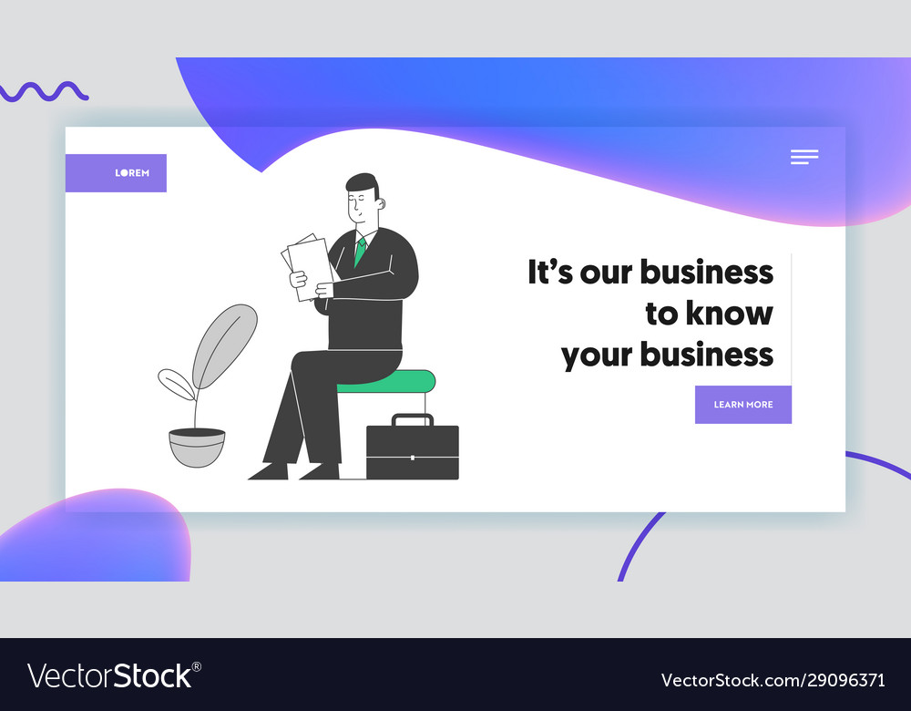 Electronic queue system website landing page vector image Electronic queue system website landing page