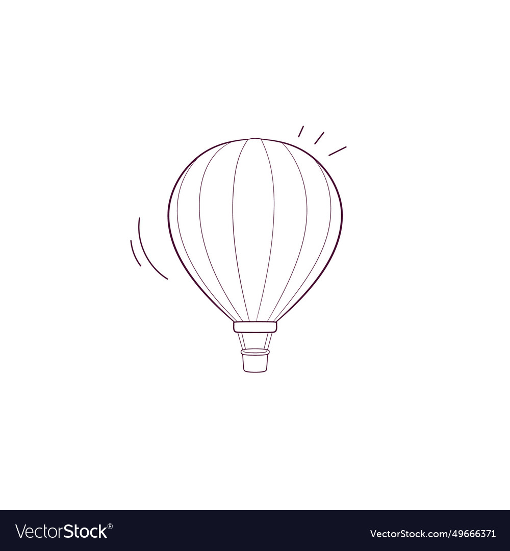 Hand drawn of hot air balloon icon doodle sketch