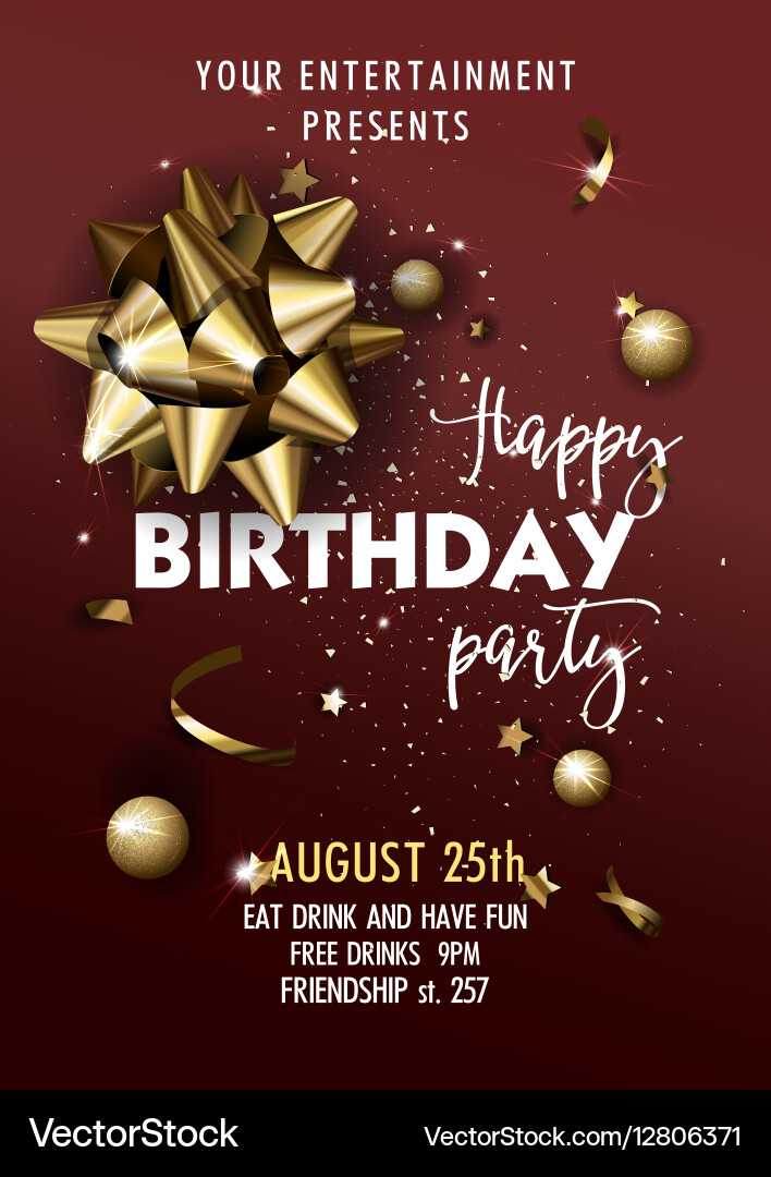 Happy birthday invitation poster template Vector Image
