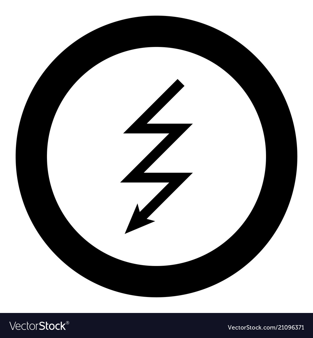Lightning icon black color in circle round