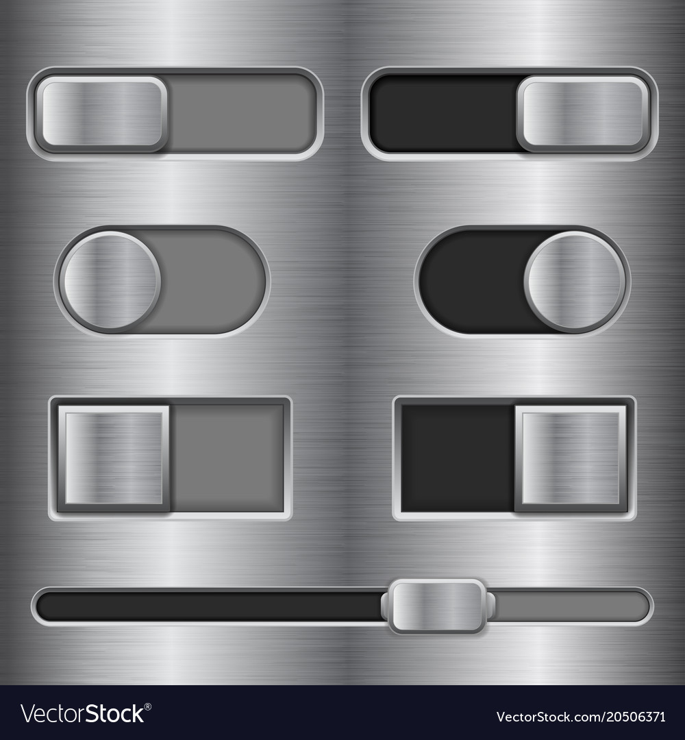 Metal interface slider buttons set of on and off