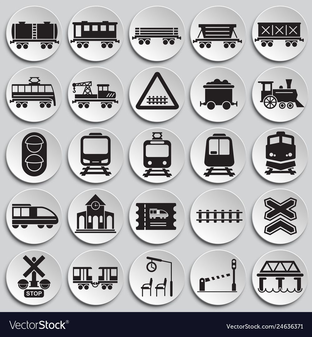 Railroad-bezogene Icons auf Platten Hintergrund gesetzt