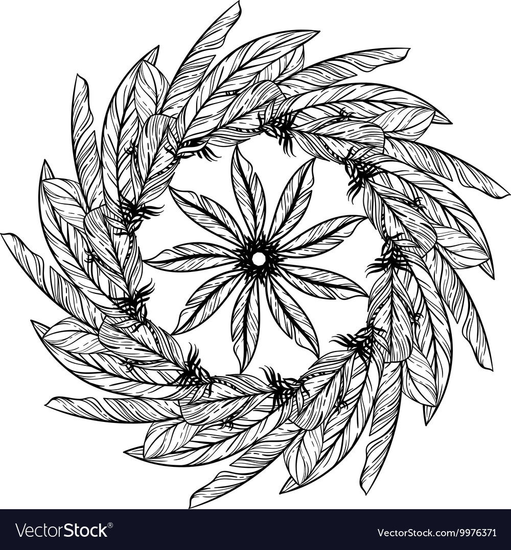 Seamless pattern in boho style round kaleidoscope