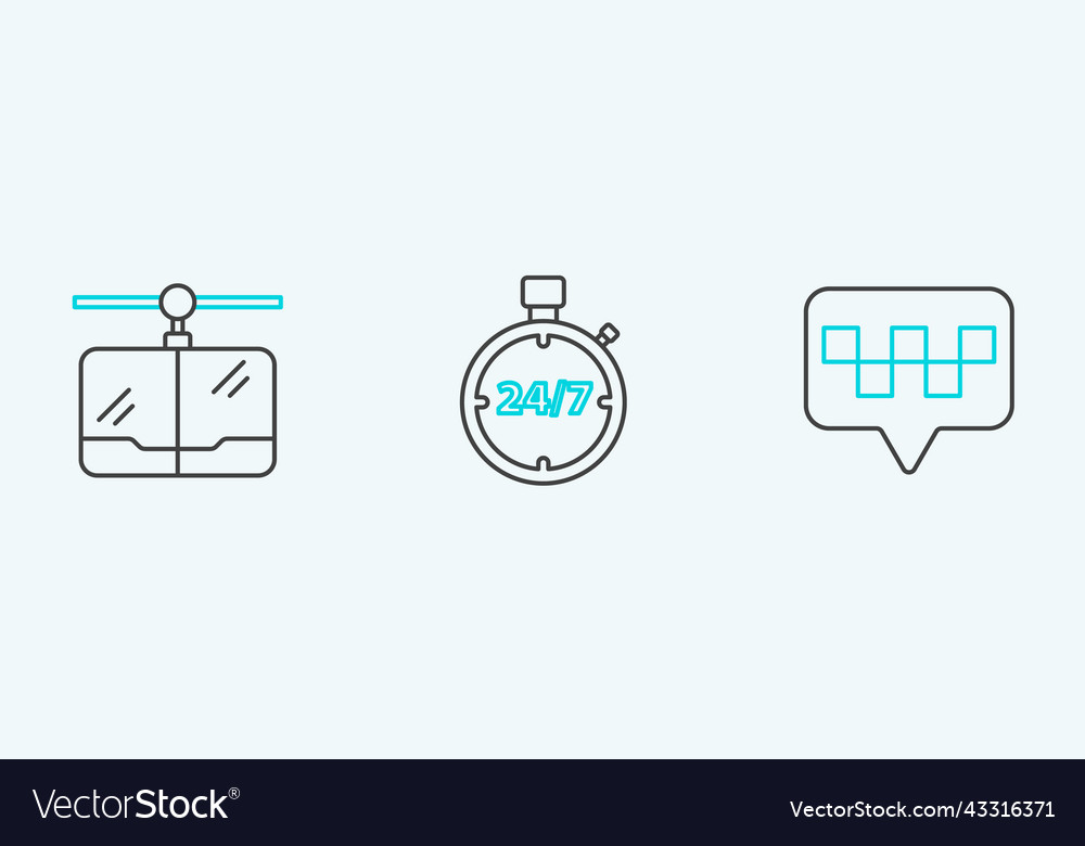 Set line map pointer with taxi cable car vector image Set line map pointer with taxi cable car