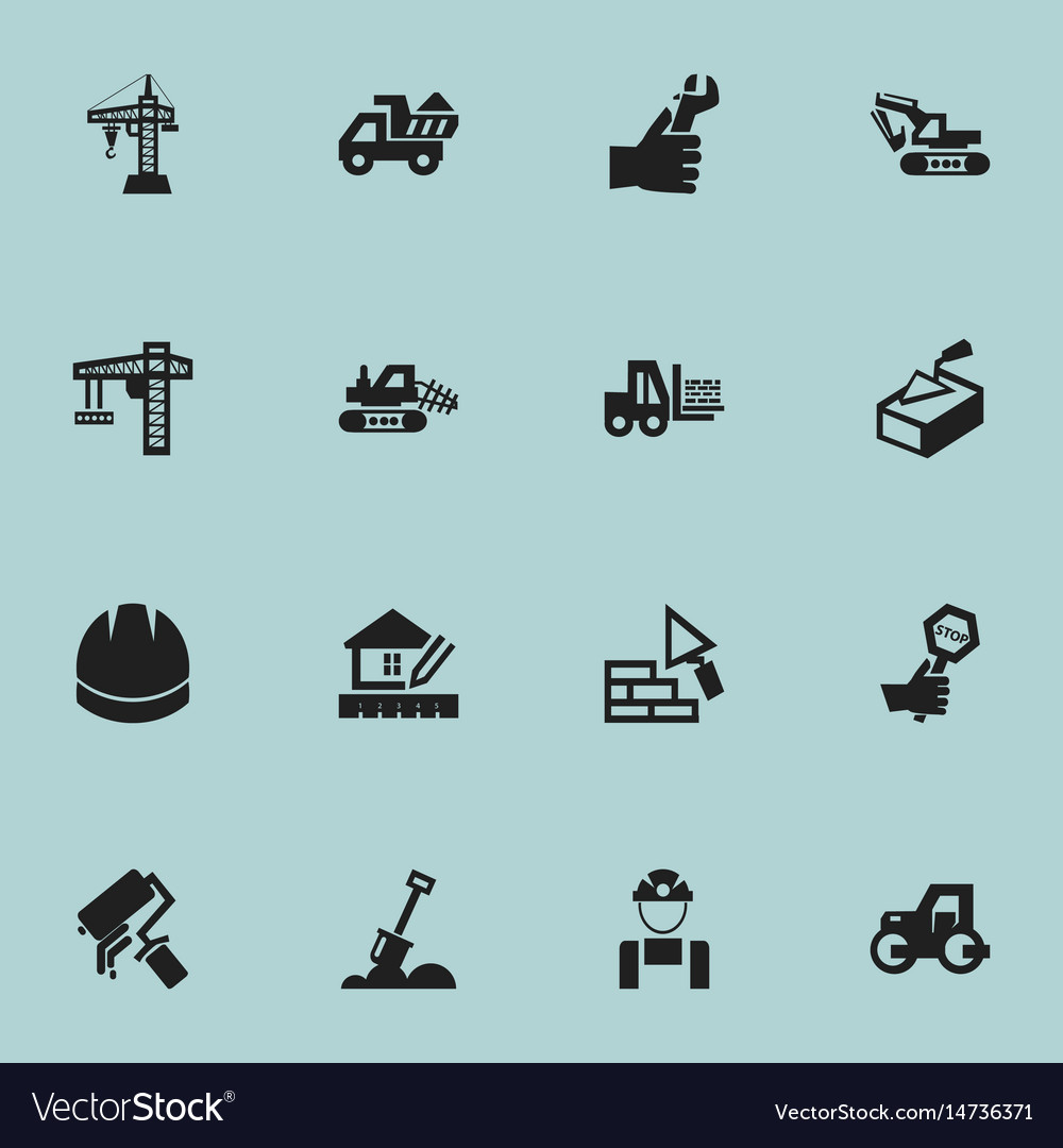 Set of 16 editable building icons includes