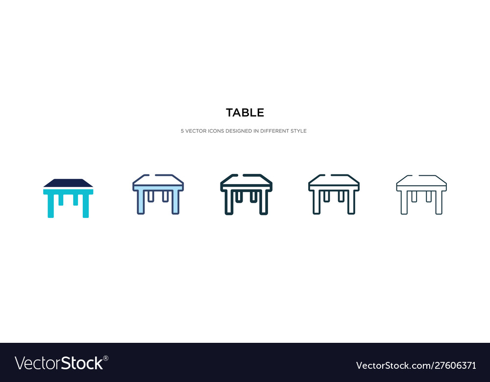 Table icon in different style two colored