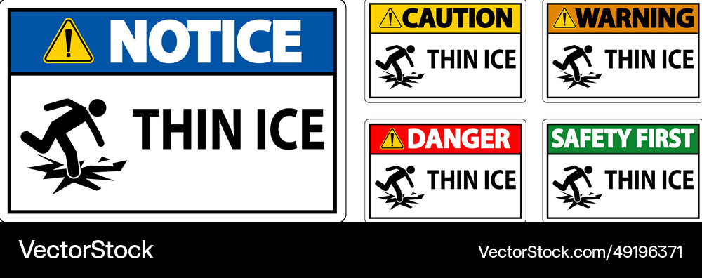 Water safety sign danger - thin ice Royalty Free Vector