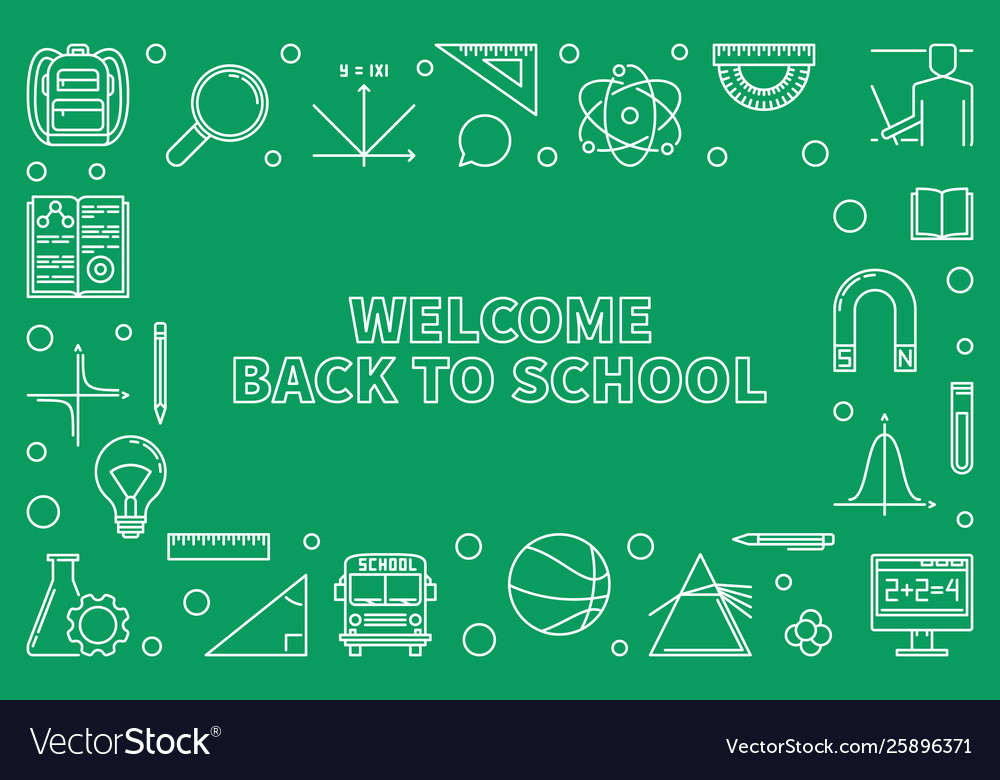 Welcome back to school horizontal outline