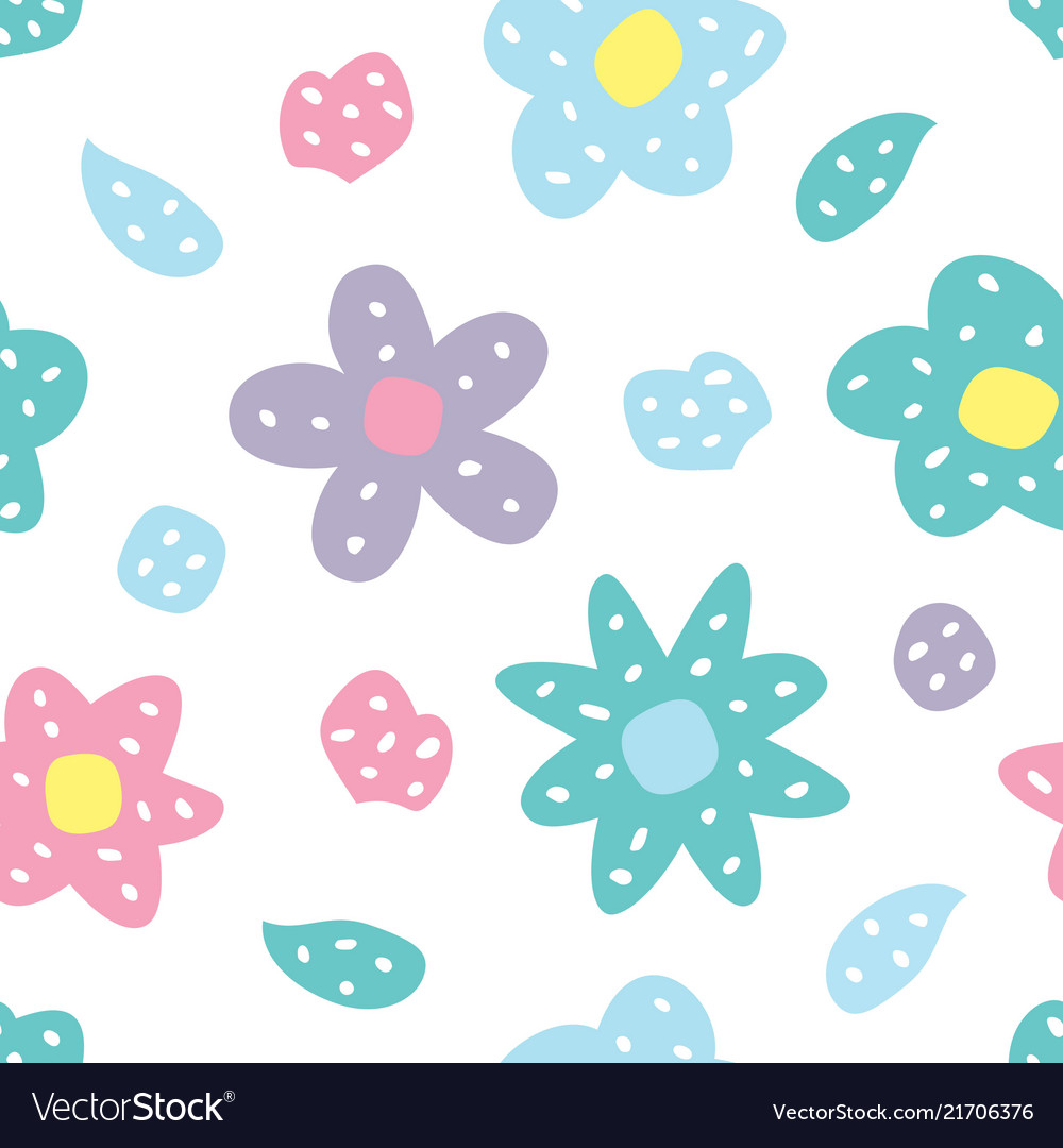 Childish seamless pattern with flowers creative vector image Childish seamless pattern with flowers creative