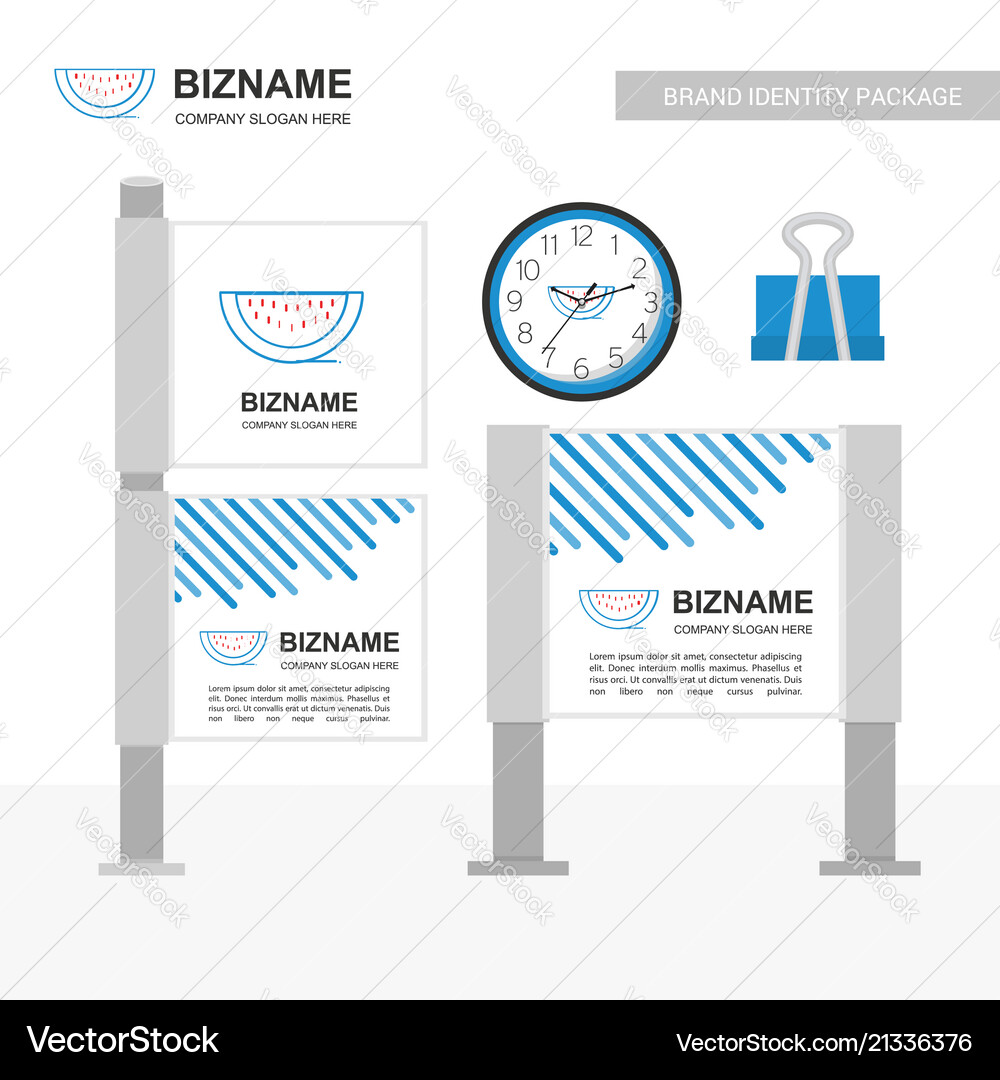 Company Ad Banner Design With Blue Theme And Vector Image