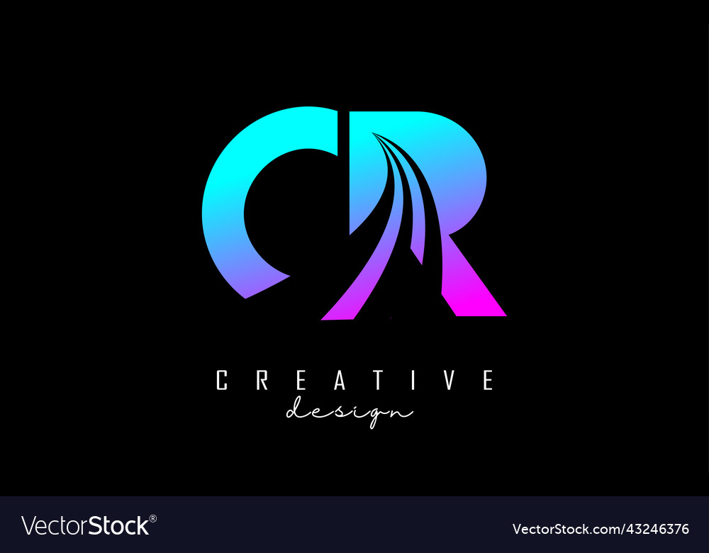 Creative black letters cr c r logo with leading