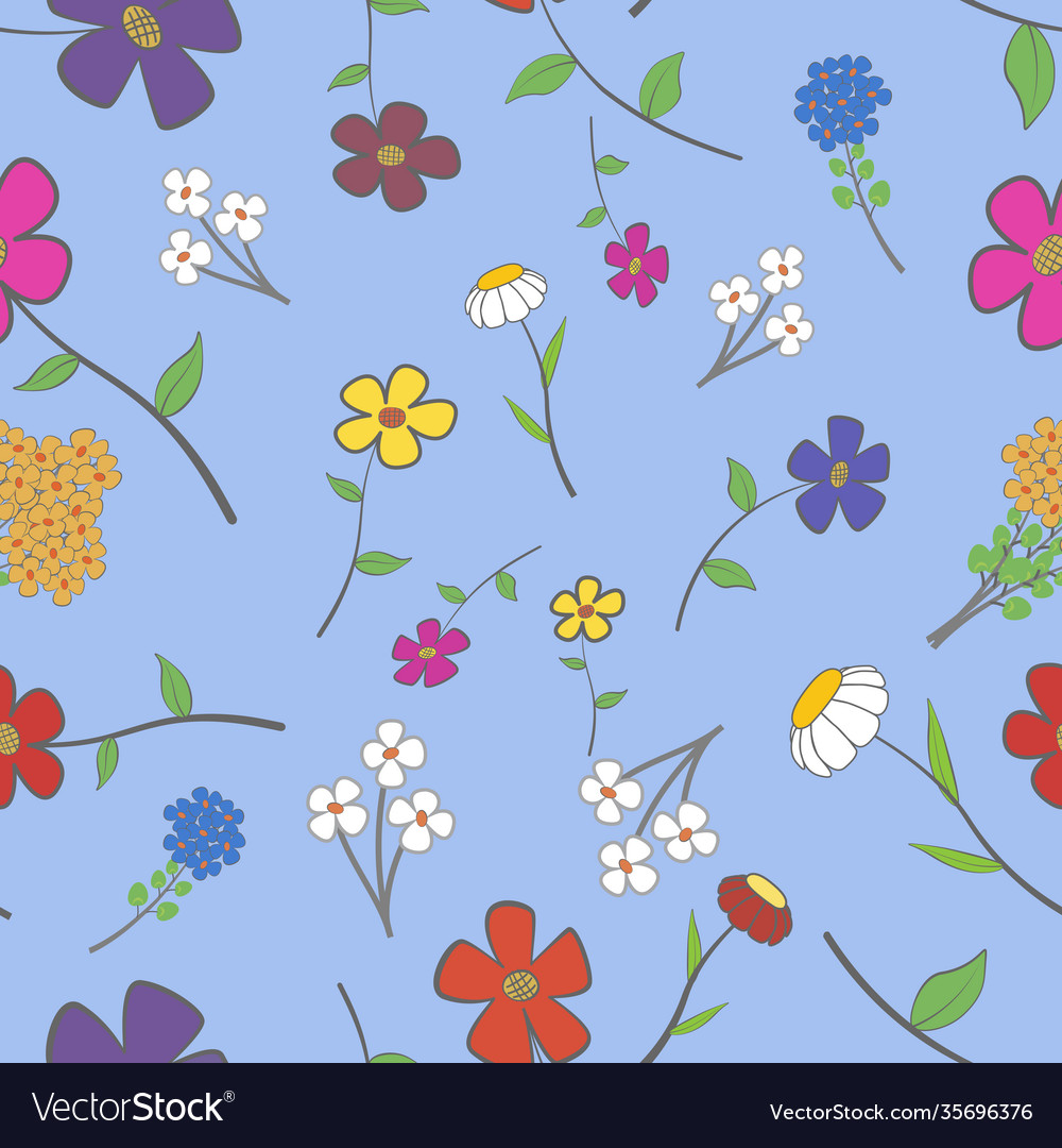 Cyan floral seamless vector image Cyan floral seamless