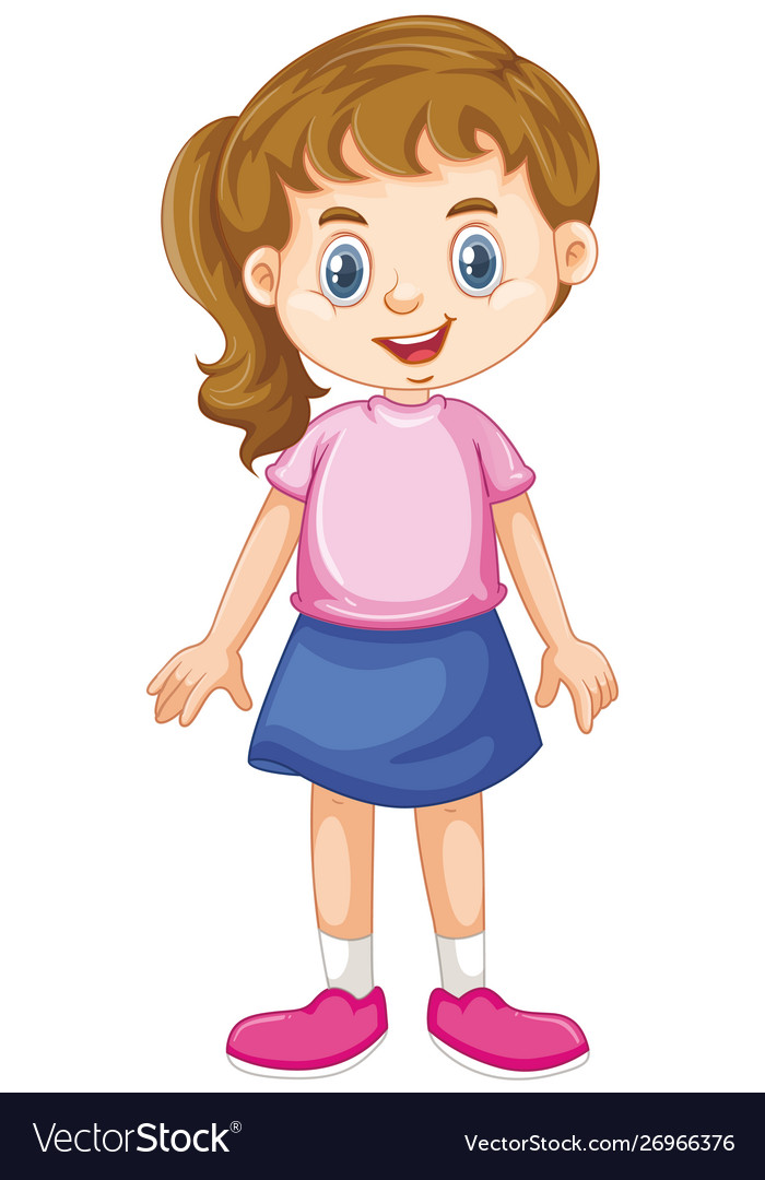 Girl With Happy Smile On White Background Vector Image