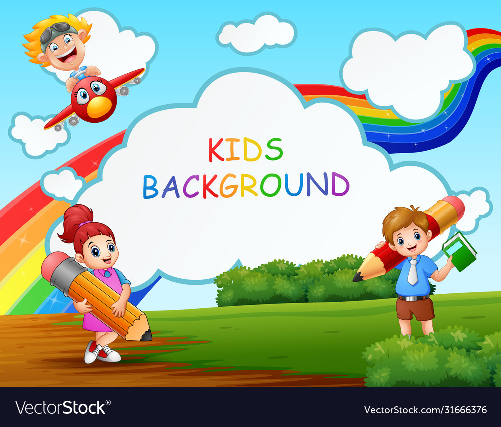 Glückliche Kinder mit Schulbedarf