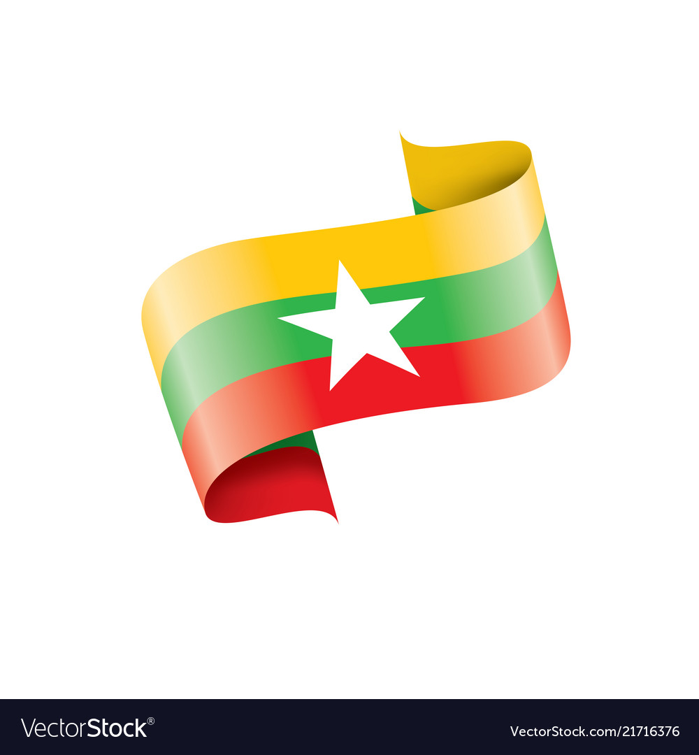 Myanmar flag on a white Royalty Free Vector Image