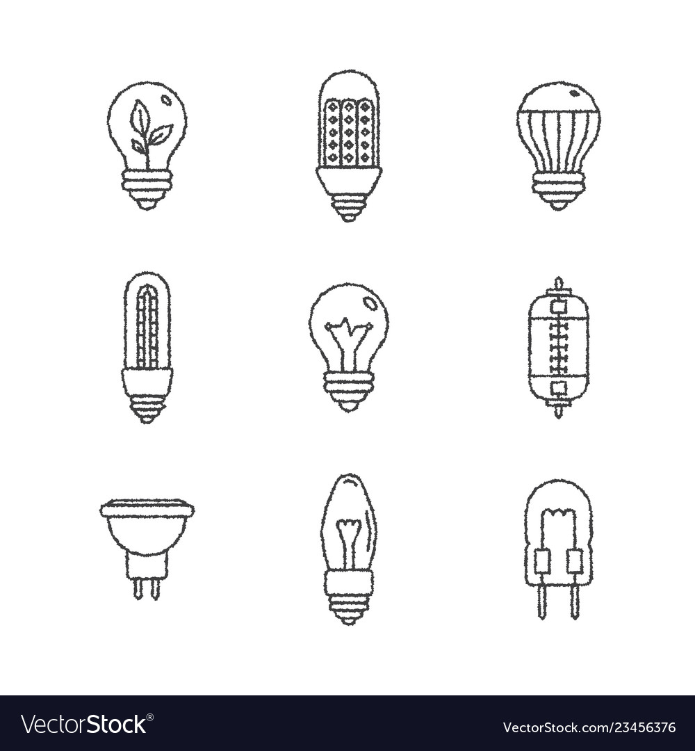 Set of light bulb icons and concepts in sketch