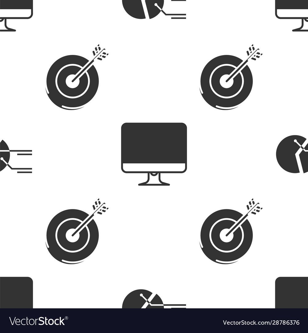 Set pie chart infographic computer monitor screen