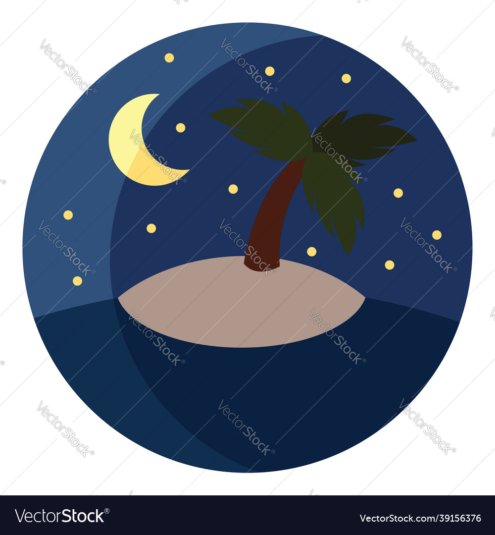 Stranded Island At Night Icon On White Background Vector Image