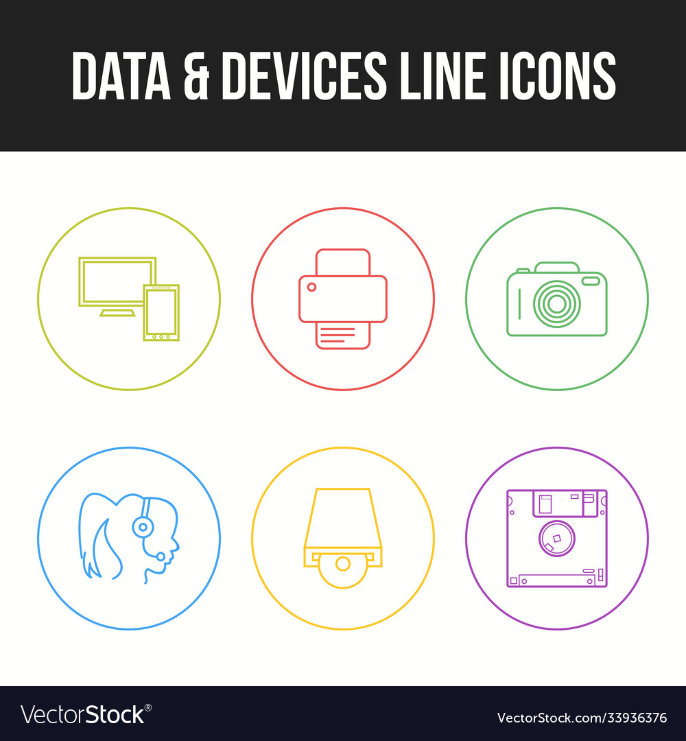 Unique line icon set data and devices