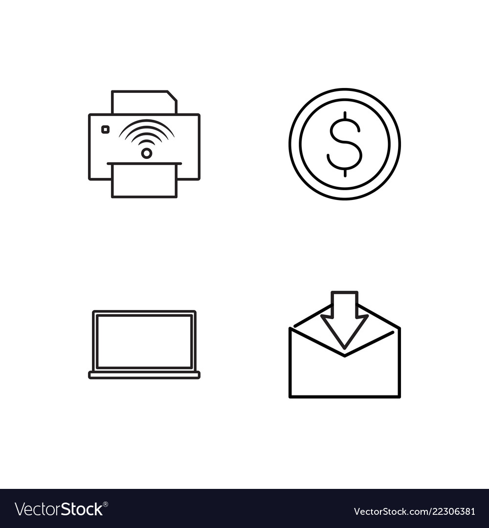 Business simple outlined icons set