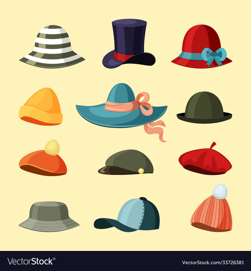 Caps and hats set trendy green baseball caps Vector Image