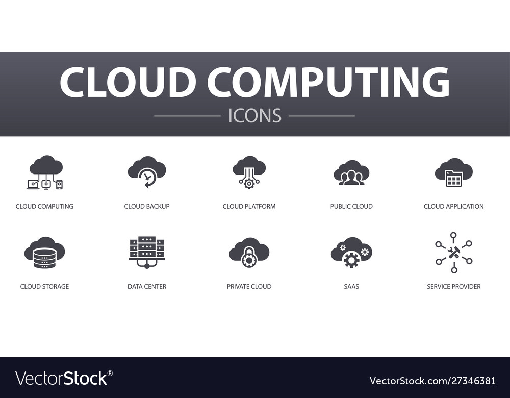 Cloud computing simple concept icons set contains