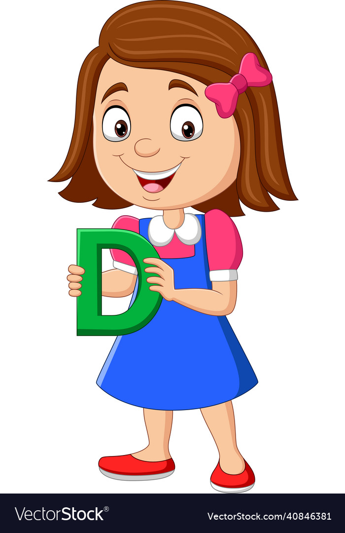 Cute Little Girl Holding Alphabet D