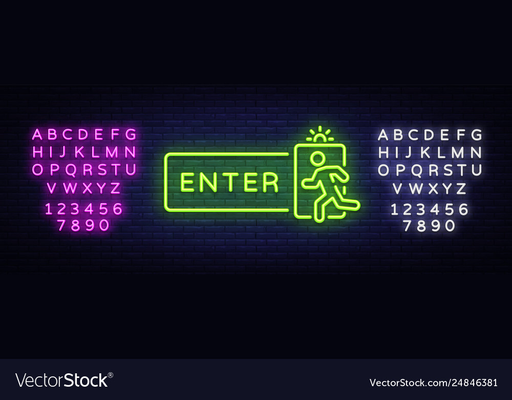 Enter neon sign design template exit