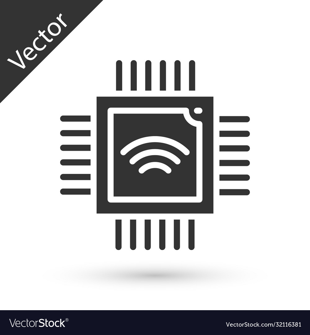 Grauer Computerprozessor mit Mikroschaltungen cpu Vector Image Grauer Computerprozessor mit Mikroschaltungen cpu
