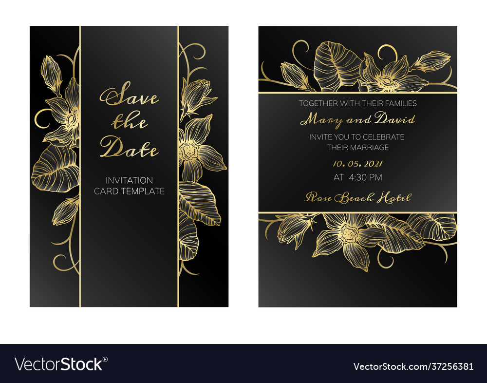 Luxus Blumen Hochzeit Einladung Design vector image Luxus Blumen Hochzeit Einladung Design