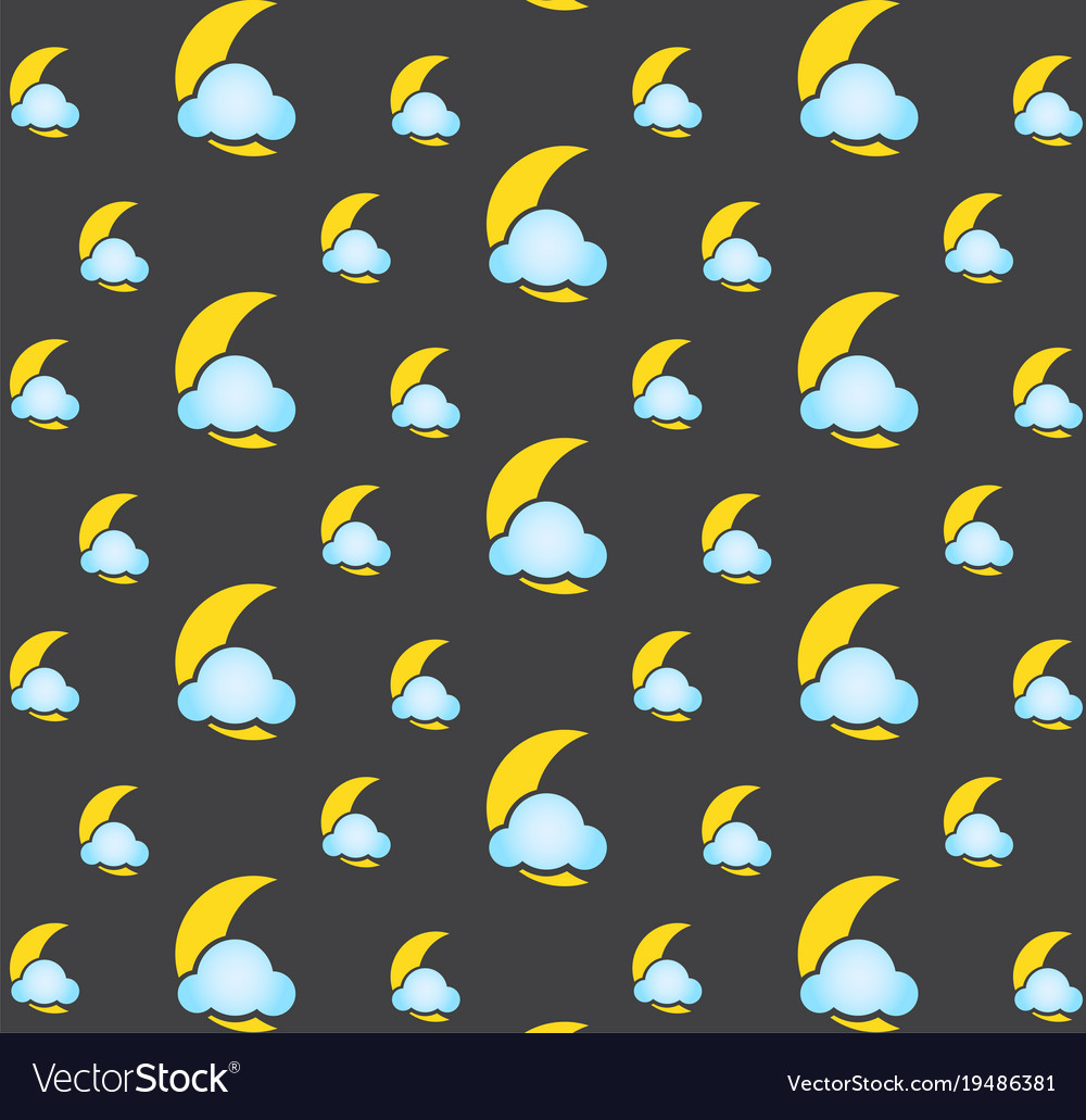 Moon and clouds icon pattern background